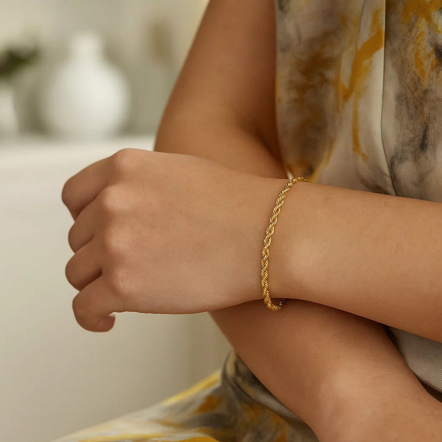 Silk Rope Chain Bracelet in 14k Yellow Gold  (3.00 mm)