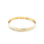10k Two-Tone Gold Textured Zigzag Style Bangle (6.00 mm)