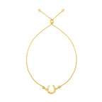 Adjustable Horseshoe Draw String Bracelet in 14K Yellow Gold