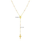 14k Tri Color Gold Lariat Rosary Necklace