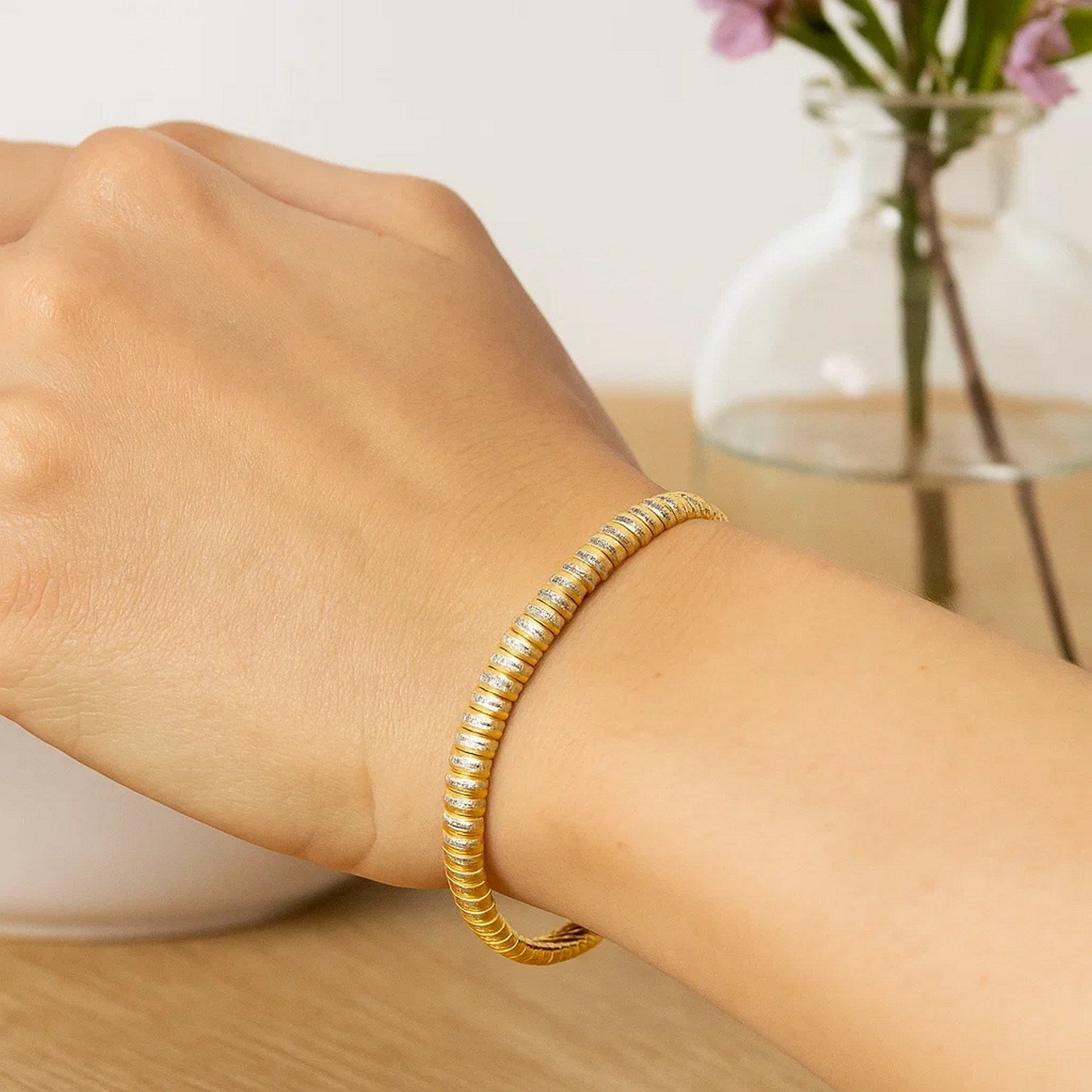 14k Yellow Gold Diamante Flex Bracelet (5.80 mm)