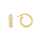 14k Two Tone Gold Double Round Hoops