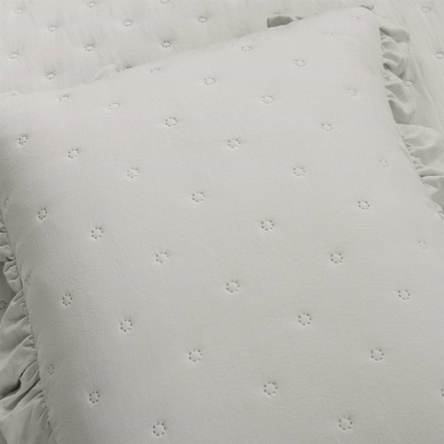 King Size Lightweight Grey Ruffle Reversible Oversized 3 Piece Quilt Set