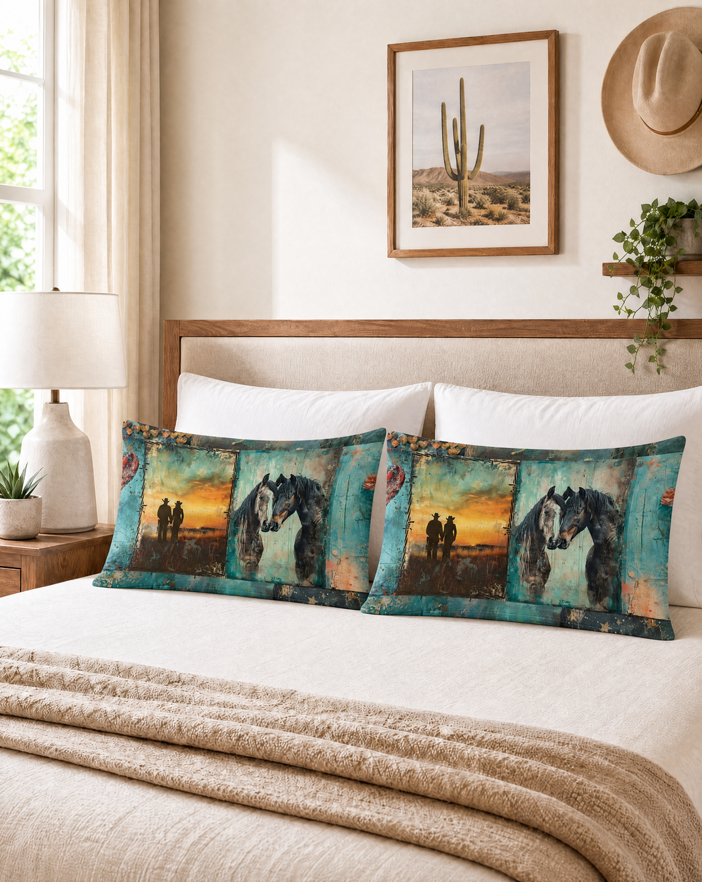 Baha Ranch Turquoise Dreams Pillow Case Made in America Baha Ranch Western Wear
