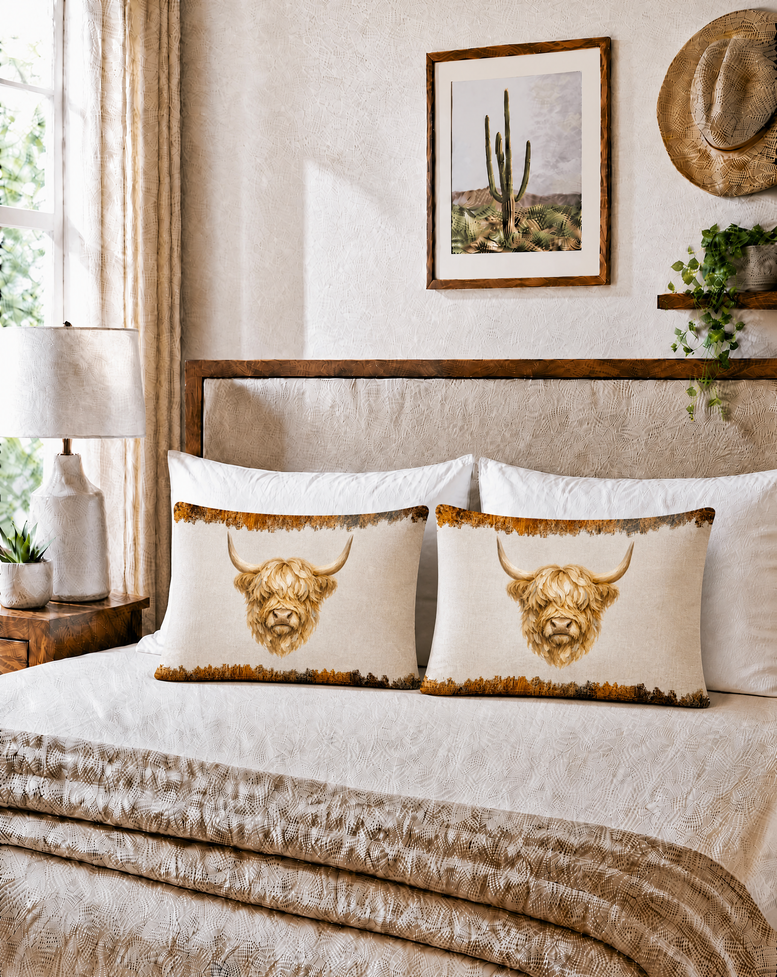 Baha Ranch Howdy Highland Pillowcase Made in America Baha Ranch Western Wear