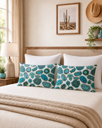 Baha Ranch Turquoise Crazy White Pillowcase Made in America Baha Ranch Western Wear