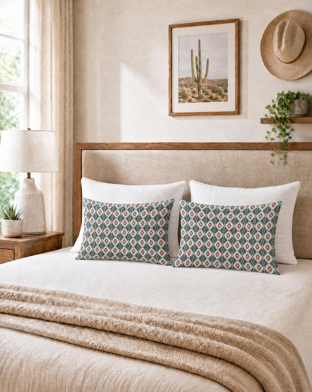 Baha Ranch Teal Aztec Pillowcase Made in America Baha Ranch Western Wear