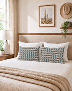 Baha Ranch Teal Aztec Pillowcase Made in America Baha Ranch Western Wear