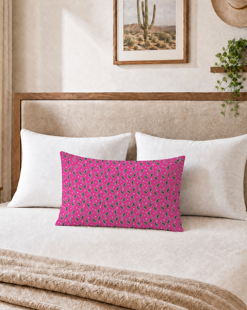 Baha Ranch Pink Lightning Bolt Pillowcase Made in America Baha Ranch Western Wear