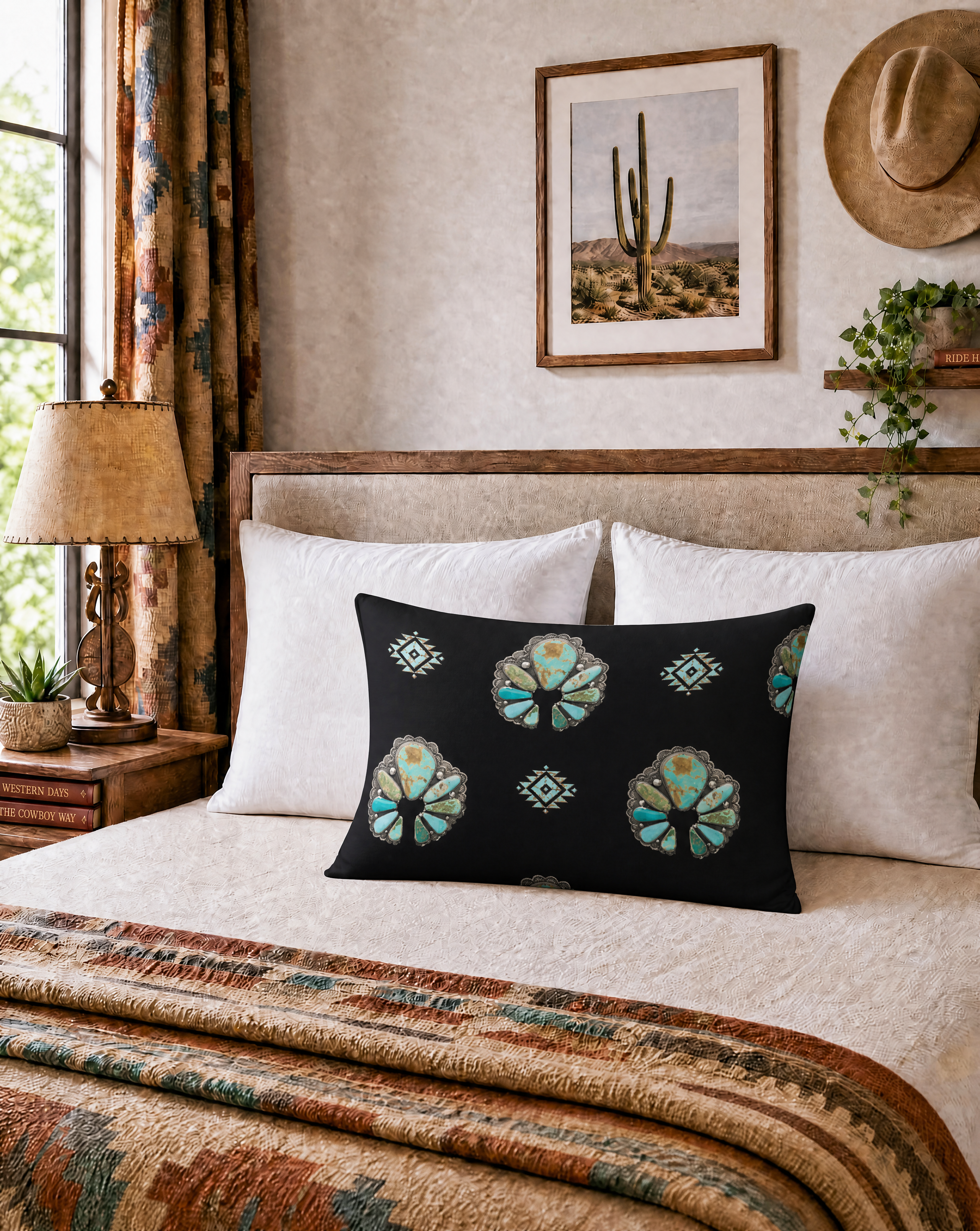 Baha Ranch Turquoise Naja Pillow Case Made in America Baha Ranch Western Wear