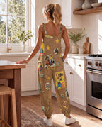 Baha Ranch Vintage Cowgirl Collage Overalls Jumpsuit Baha Ranch Western Wear