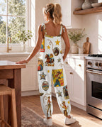 Baha Ranch Vintage Cowgirl Collage Western Overalls Jumpsuit Baha Ranch Western Wear