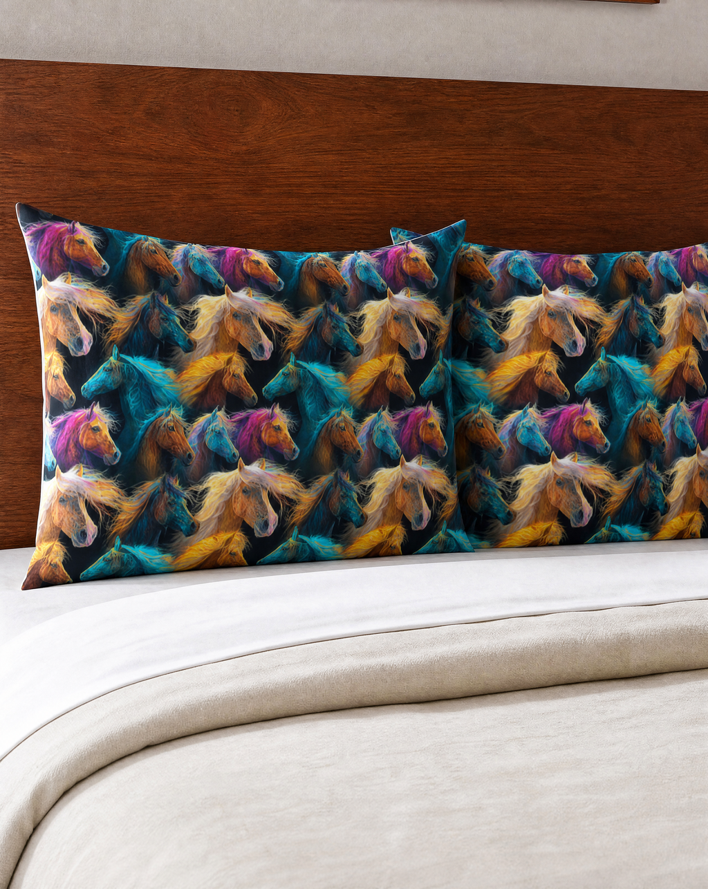Baha Ranch Colorful Horses Pillowcase Made in America Baha Ranch Western Wear