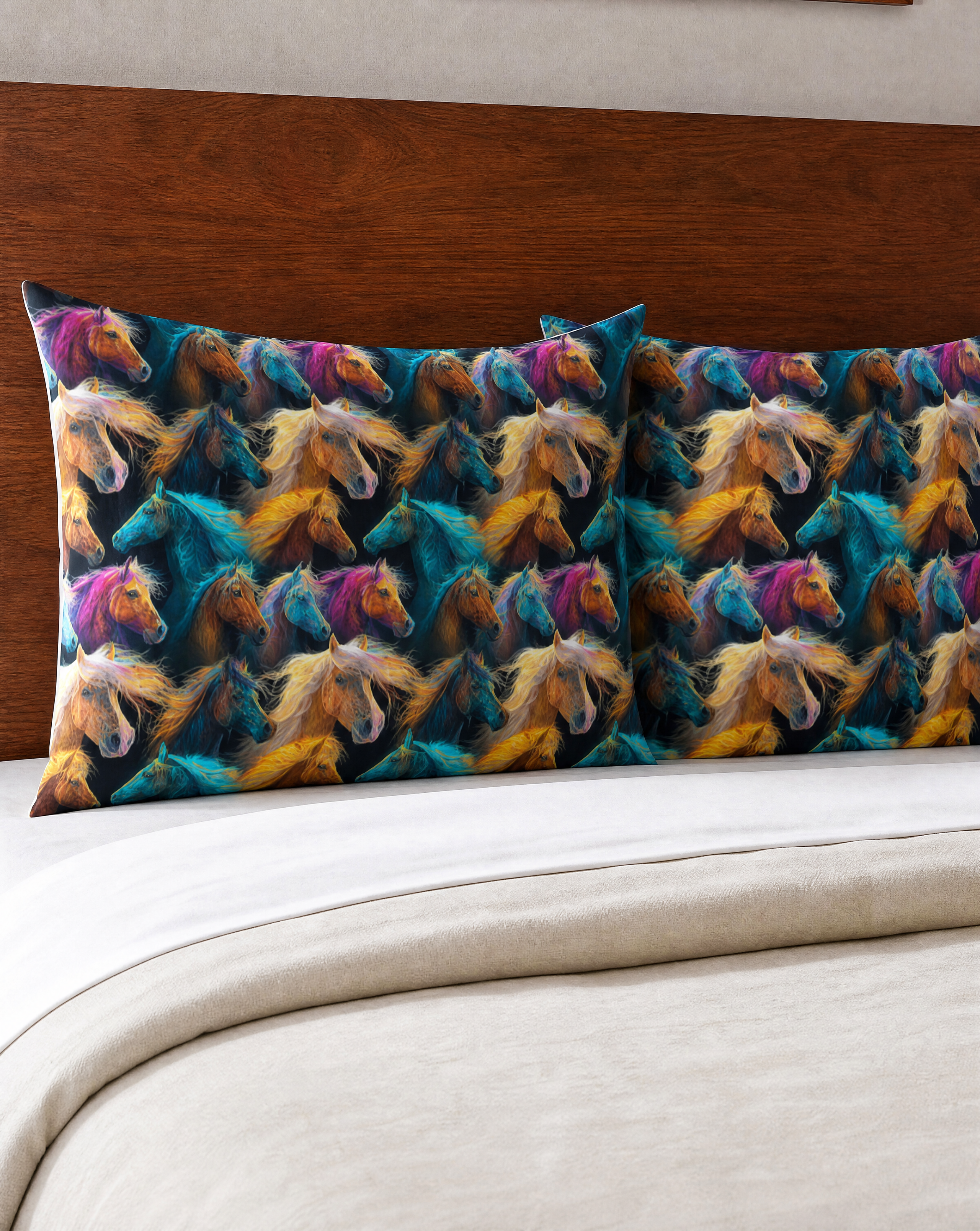 Baha Ranch Colorful Horses Pillowcase Made in America Baha Ranch Western Wear
