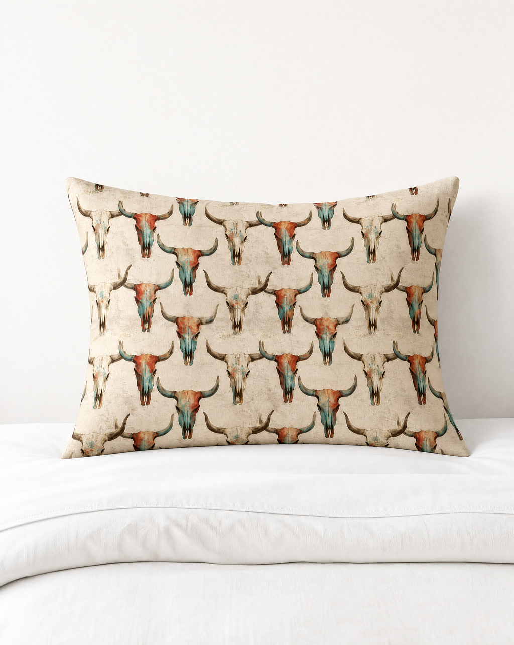 Baha Ranch Bull Skulls Pillow Case Made in America Baha Ranch Western Wear