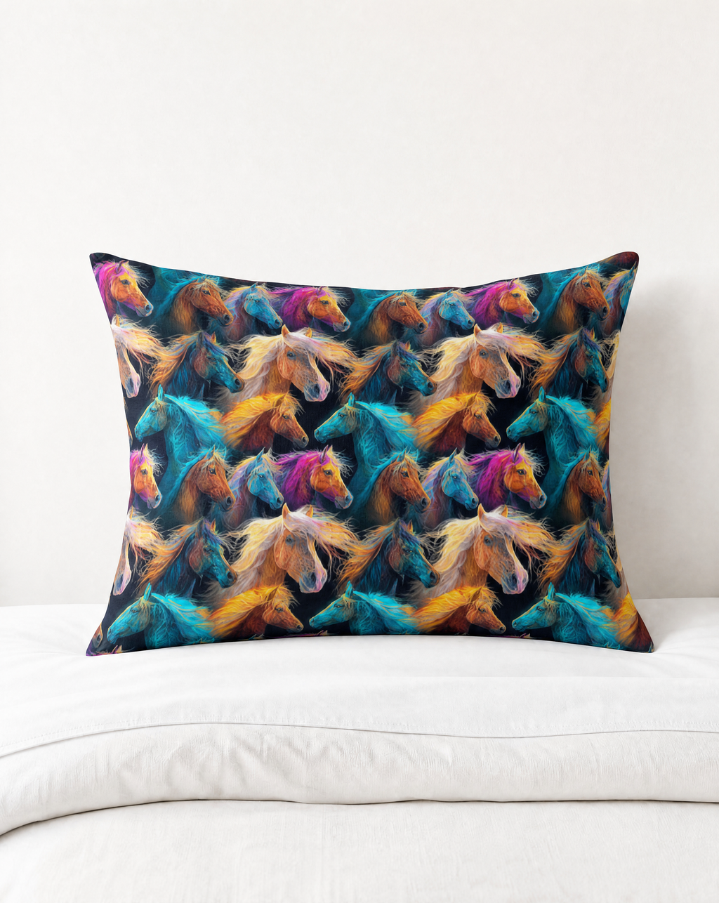 Baha Ranch Colorful Horses Pillowcase Made in America Baha Ranch Western Wear