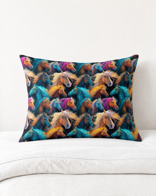 Baha Ranch Colorful Horses Pillowcase Made in America Baha Ranch Western Wear