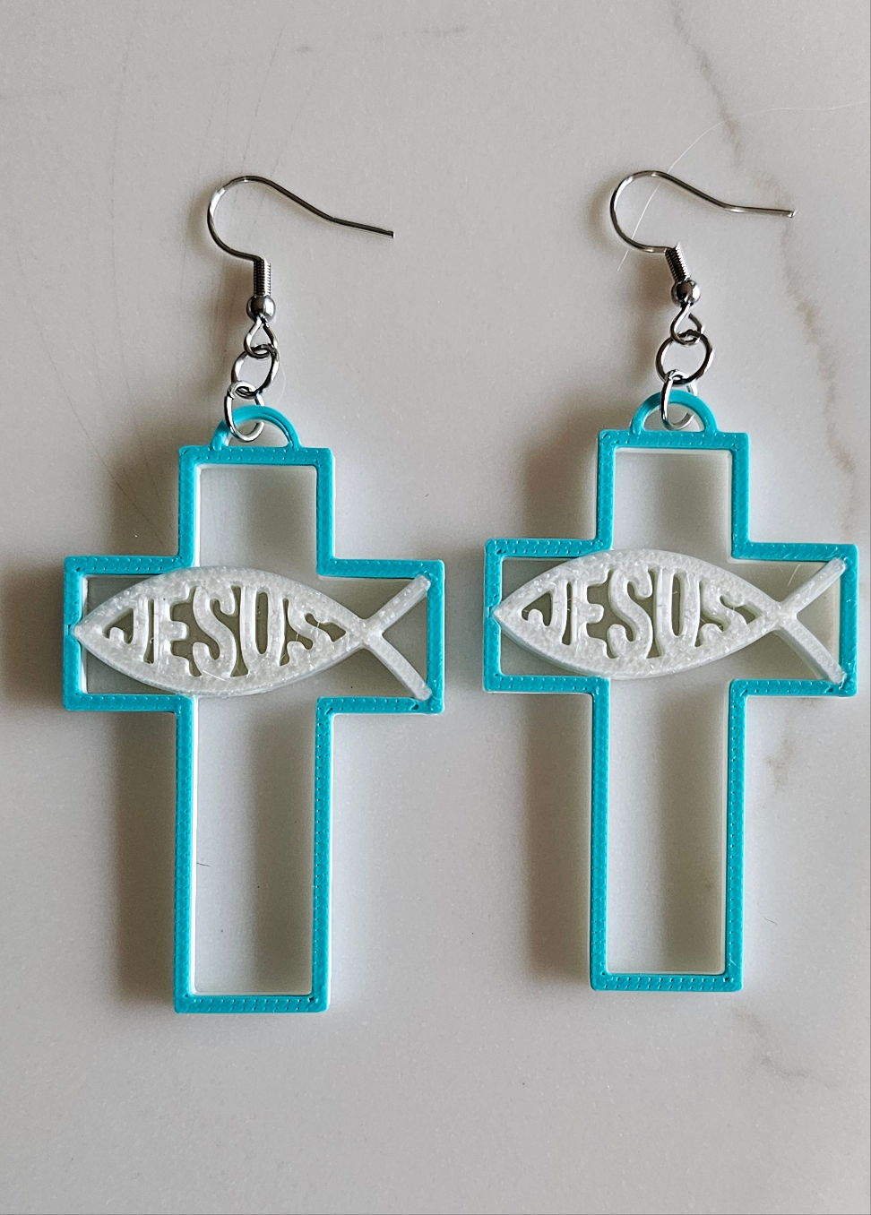 3D Print Christian Cross Faith Earrings Made in America Baha Ranch Western Wear