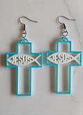 3D Print Christian Cross Faith Earrings Made in America Baha Ranch Western Wear