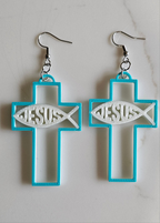 3D Print Christian Cross Faith Earrings Made in America Baha Ranch Western Wear