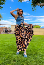 Baha Ranch Retro Pop Western Leopard Print Maxi Prairie Skirt Baha Ranch Western Wear