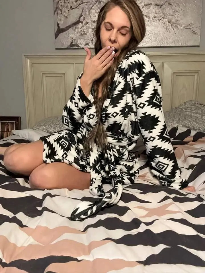 Black Aztec Women's Western Bath Robe Baha Ranch Western Wear