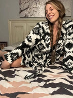 Black Aztec Women's Western Bath Robe Baha Ranch Western Wear