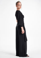 LavaNera One Shoulder Black Jersey Viscose Blouse ETNA