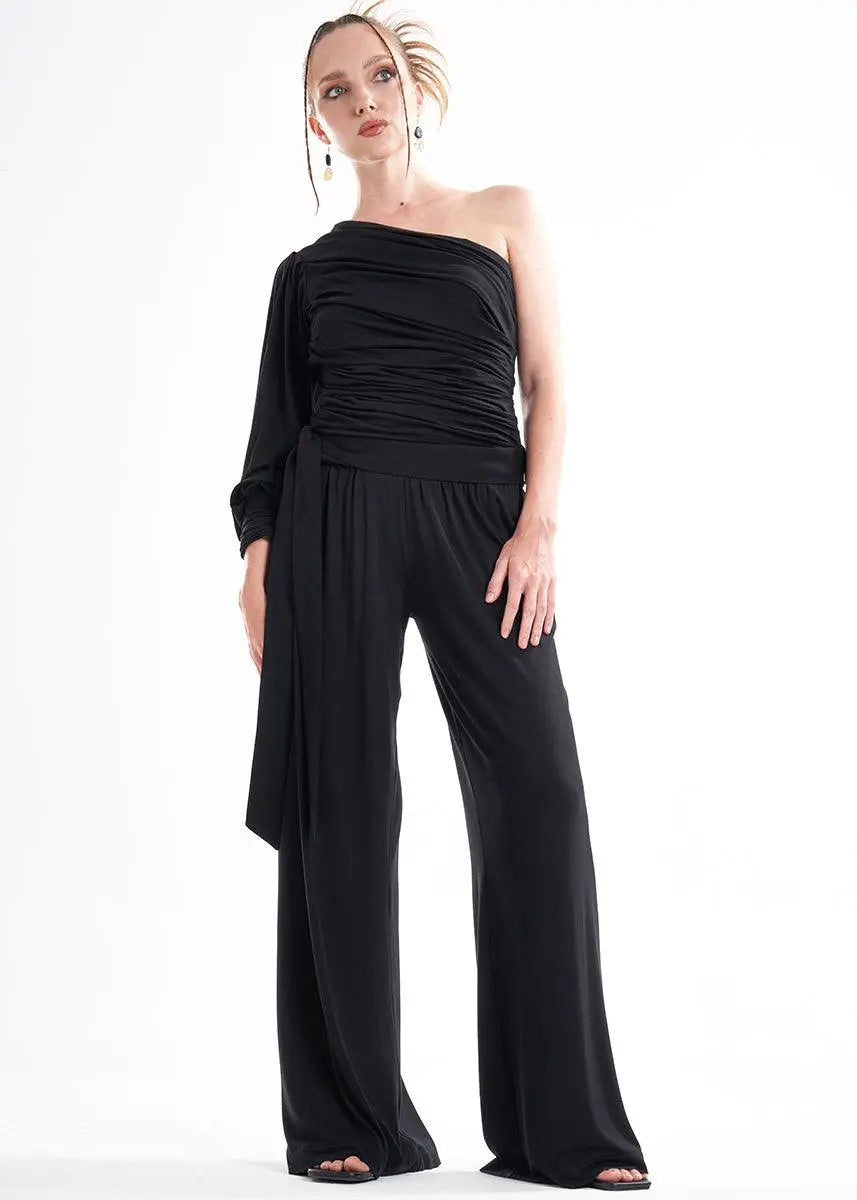 Black Jersey Viscose Palazzo Pants LavaNera ETNA