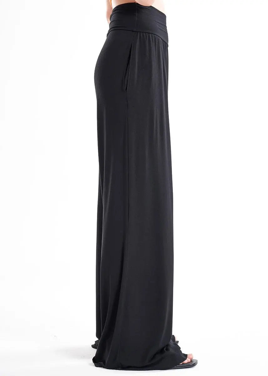 Black Jersey Viscose Palazzo Pants LavaNera ETNA