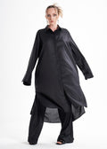 Lightweight And Breathable Deep Black Set With Maxi Button Down And Palazzo Pants