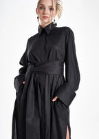 Aitna Long Black Organic Finest Fabric Shirt Dress ETNA