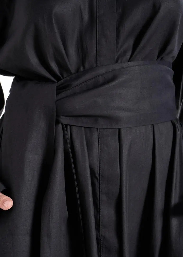 Lightweight And Breathable Deep Black Set With Maxi Button Down And Palazzo Pants ETNA
