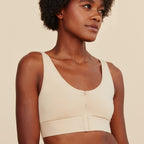 Wilderness Front-Closure Cotton Bralette — Beige