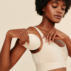 Wilderness Front-Closure Cotton Bralette — Beige