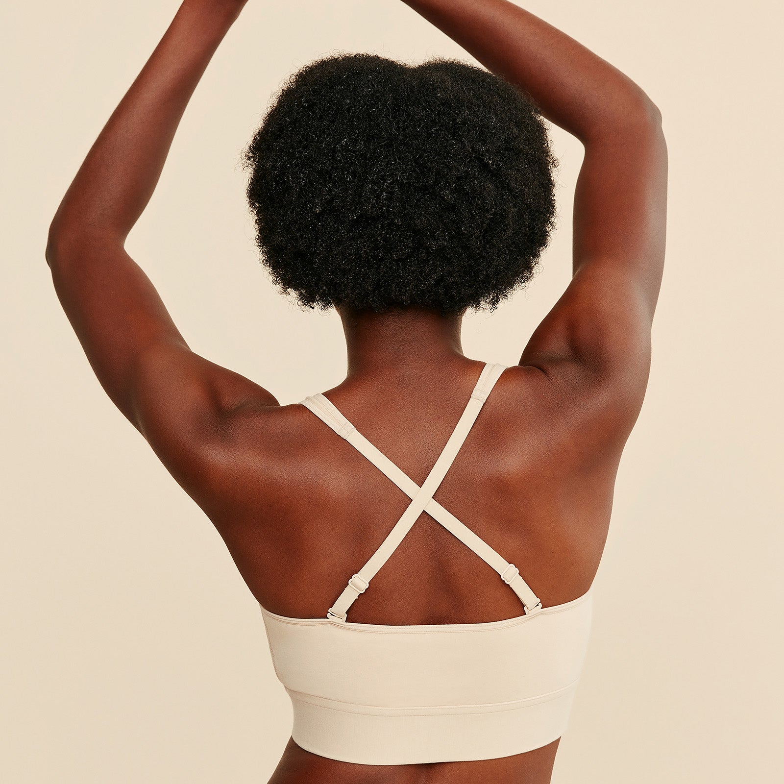 Wilderness Front-Closure Cotton Bralette — Beige