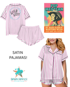 Baha Ranch Retro Pop Western Wild West Pink Pin Stripe Satin Pajamas Baha Ranch Western Wear