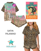 Baha Ranch Retro Pop Western Leopard Desert Cowgirl Satin Pajamas Baha Ranch Western Wear