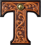 Monogrammed Initial Western Leather Look Saddle Longhorn Cowboy Cowgirl Kitchen Dish Towels Made in America Baha Ranch Western Wear