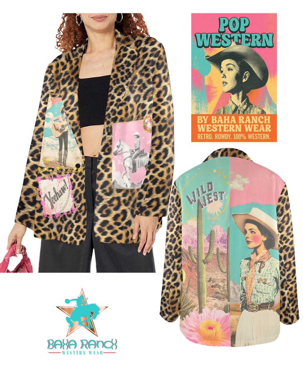 Baha Ranch Retro Pop Western Wild West Leopard Blazer Baha Ranch Western Wear