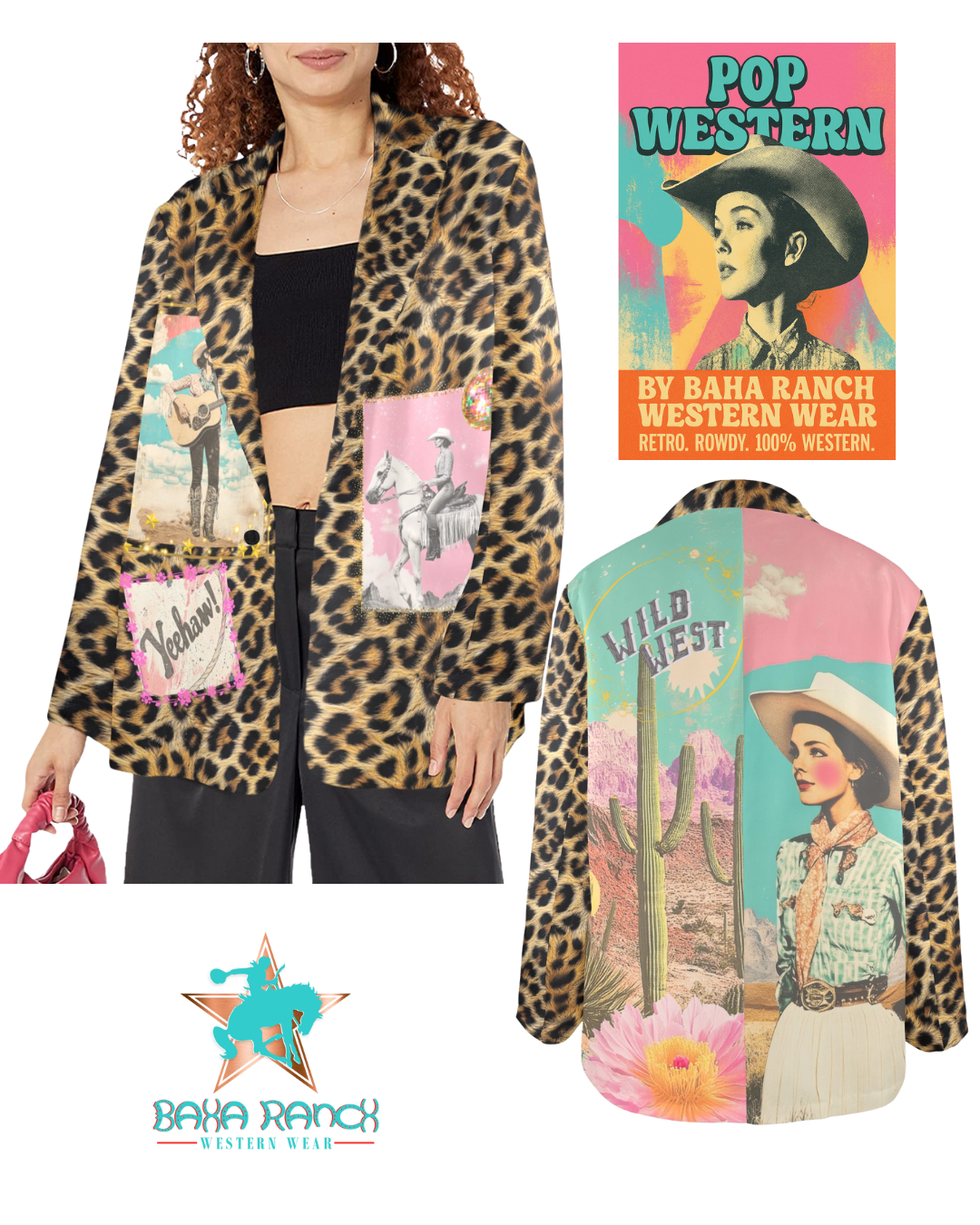 Baha Ranch Retro Pop Western Wild West Leopard Blazer Baha Ranch Western Wear