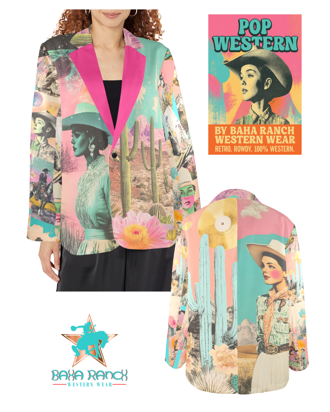 Baha Ranch Retro Pop Western Pop Cowgirl Blazer Baha Ranch Western Wear