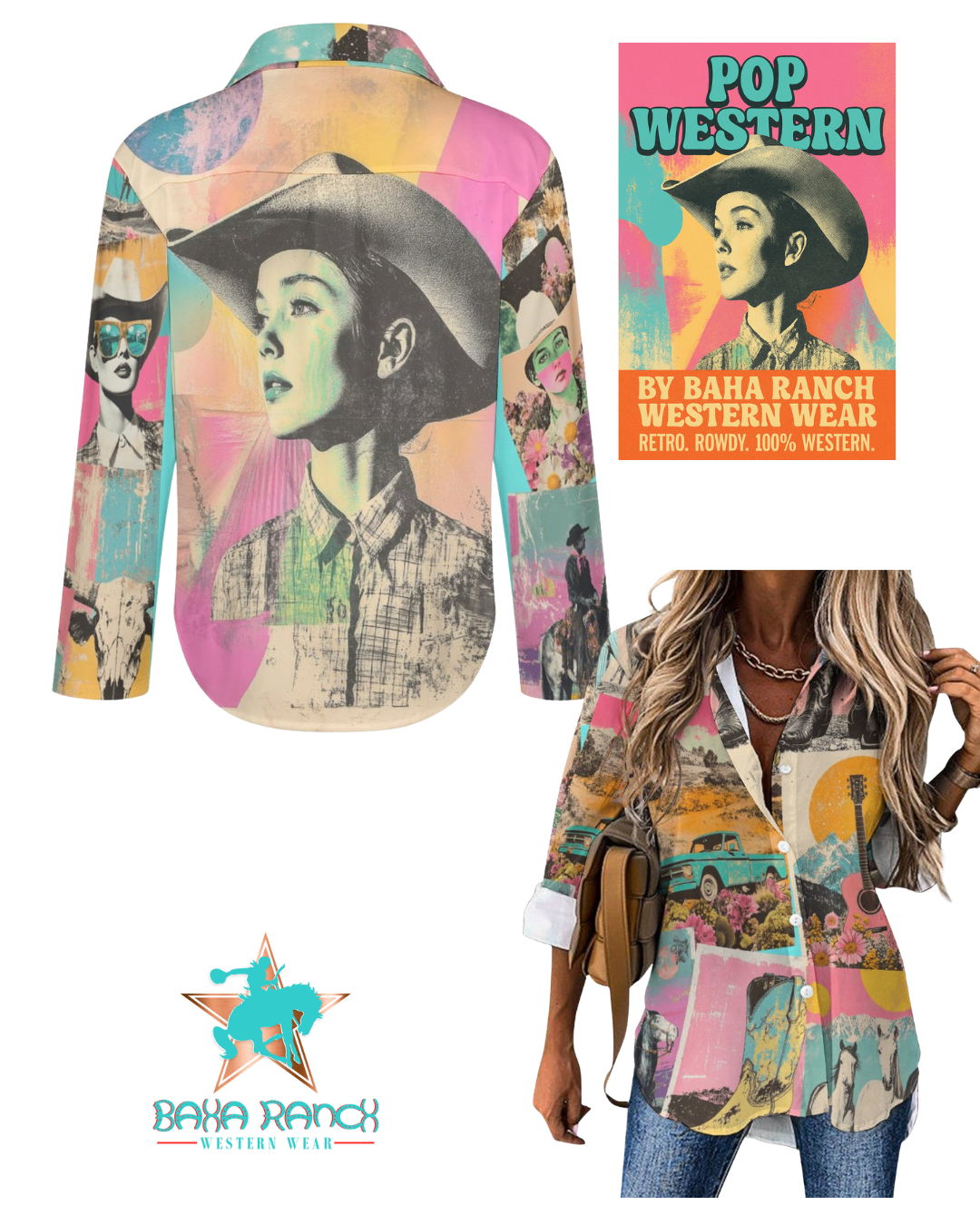 Baha Ranch Dreamgirl Retro Pop Western Vintage Button Up Shirt Baha Ranch Western Wear