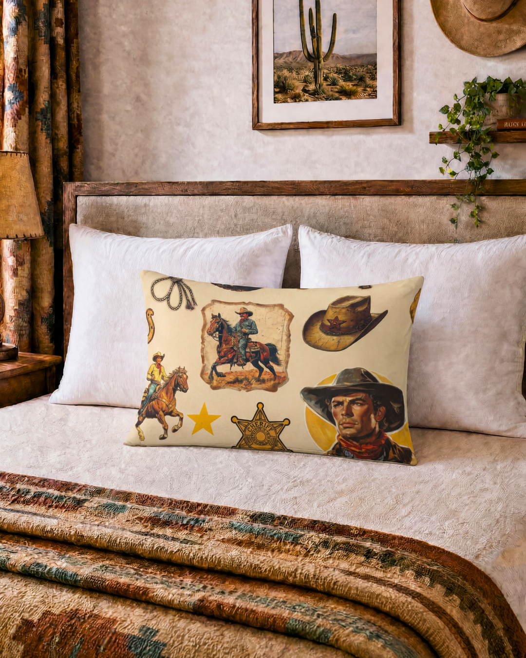 Baha Ranch Vintage Cowboy Collage Western Pillow Case Baha Ranch Western Wear