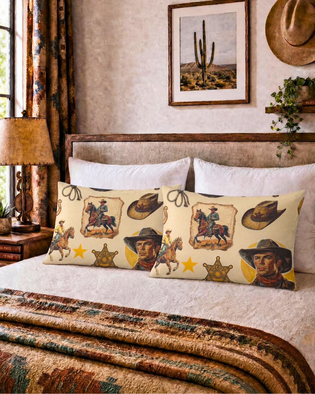 Baha Ranch Vintage Cowboy Collage Western Pillow Case Baha Ranch Western Wear