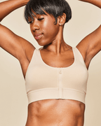Wilderness Front-Closure Cotton Bralette — Beige