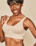 Wilderness Front-Closure Cotton Bralette — Beige