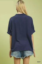 Umgee Floral Embroidered Sleeve Blouse