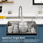 Stainless Steel Kitchen Sink, 30″x19″ Single Bowl, Undermount Handmade Sink in Brushed, with Cutting Board, Colander