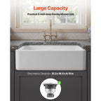 33.5x20 in Farmhouse Sink Undermount Kitchen Single Bowl Basin Fireclay White